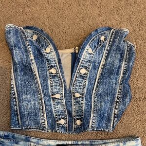 AKIRA Blue Denim Crop Top